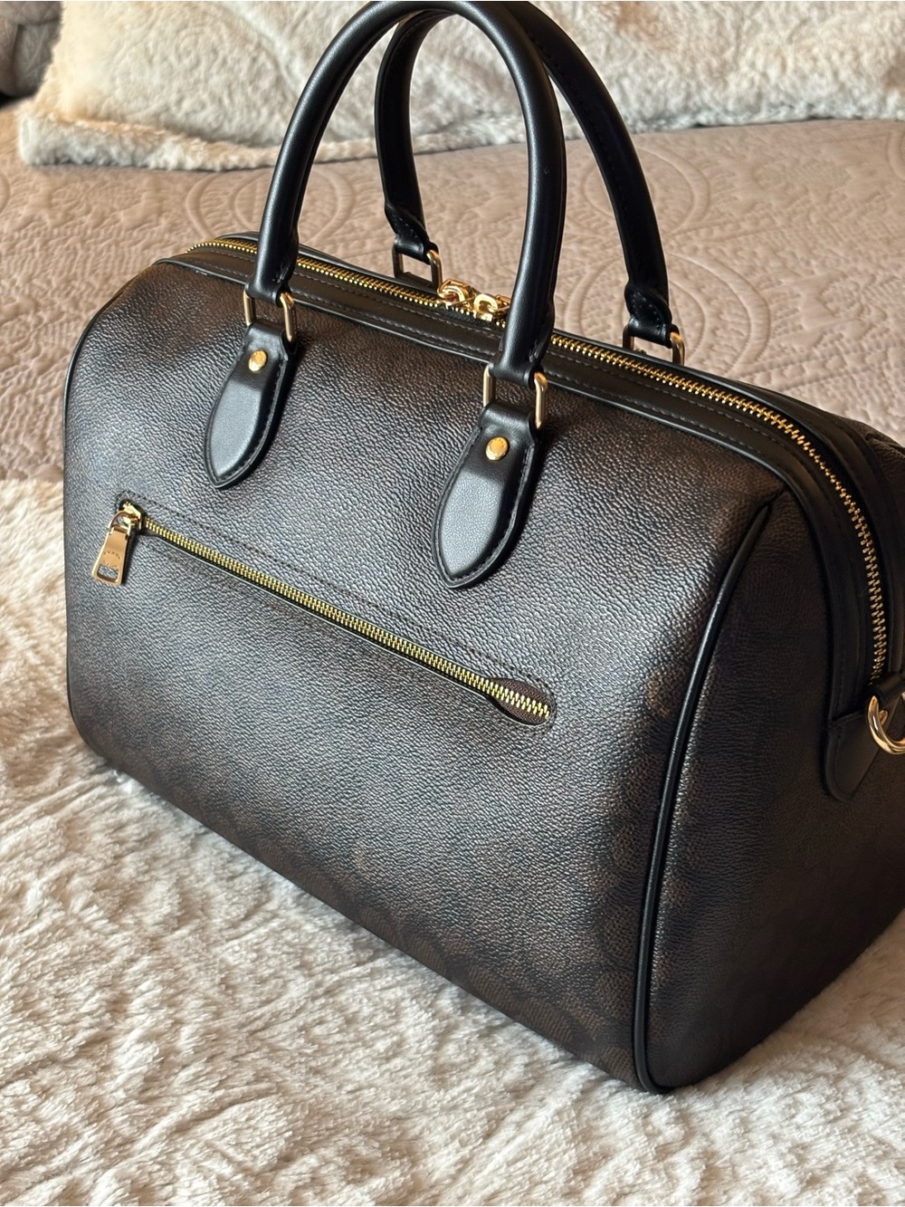 Coach Large Rowan in Walnut/Black/Gold - Picture 4 of 10